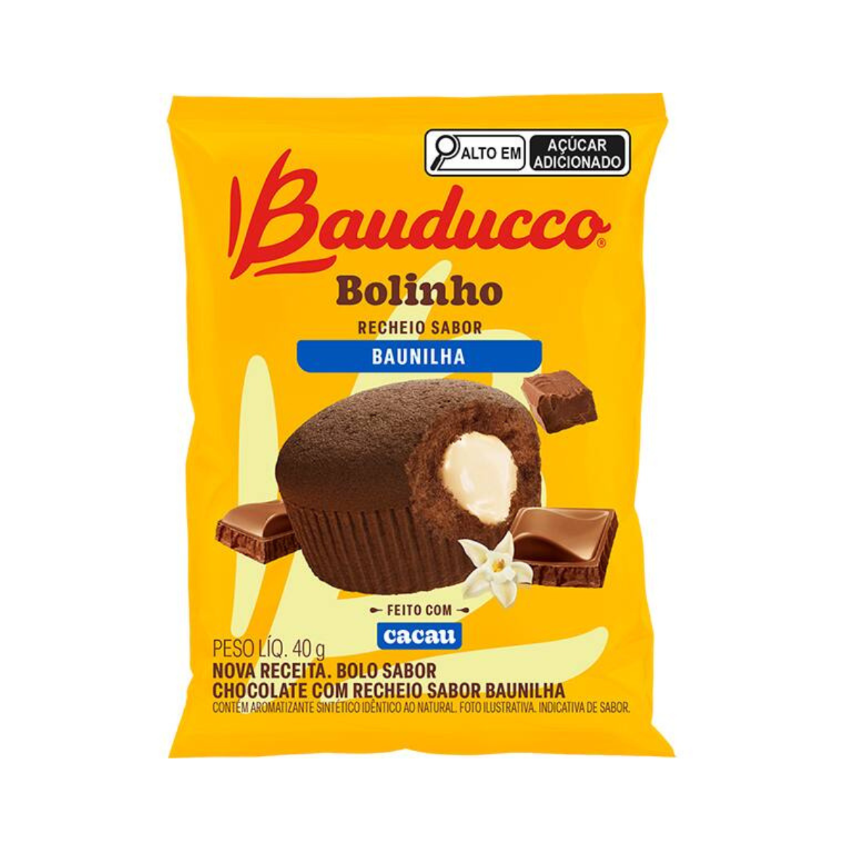 Bolinho Bauducco, Sabor Baunilha com Chocolate, 40g