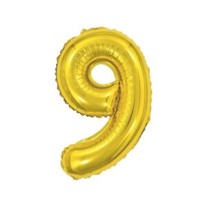 BALAO MET NUMERO 9 OURO 40 CM C 01 UN
