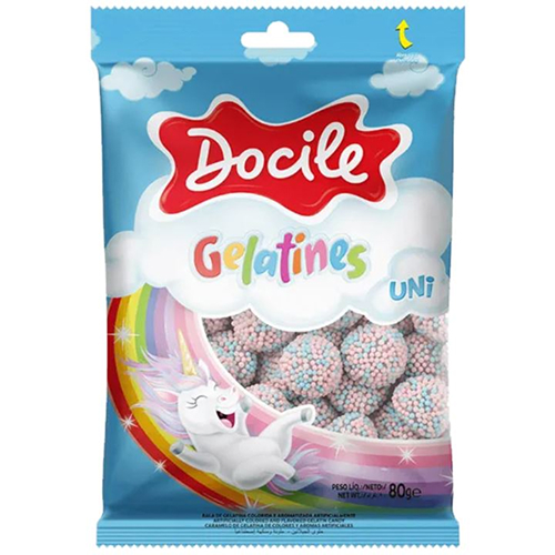 BALA DE GELATINA EM FORMATO DE AMORAS UNICORNIO 12pctX80g