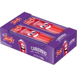 BALA REGALIZ EM FORMATO DE CANUDINHO MORANGO 12dpX12unX15g
