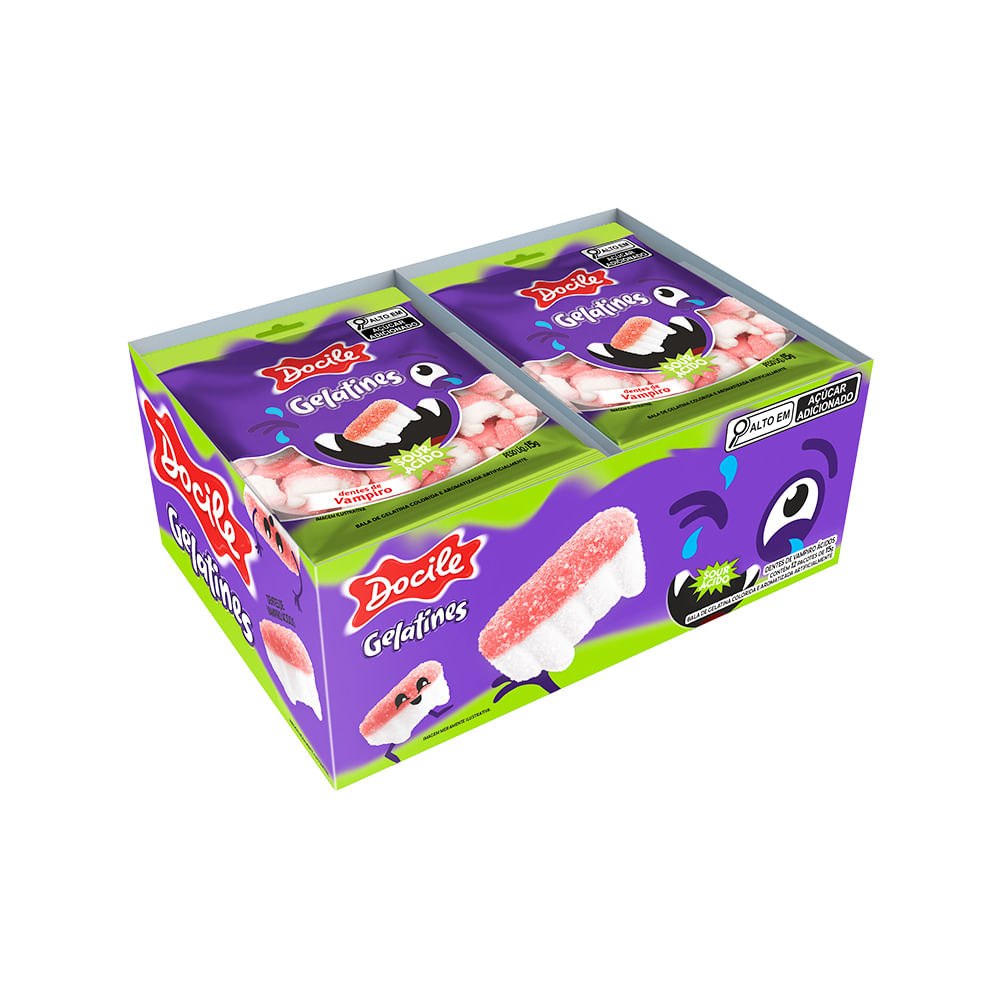BALA DE GELATINA MINI DENTES VAMPIRO CITRICOS 12dpX12pctX15g