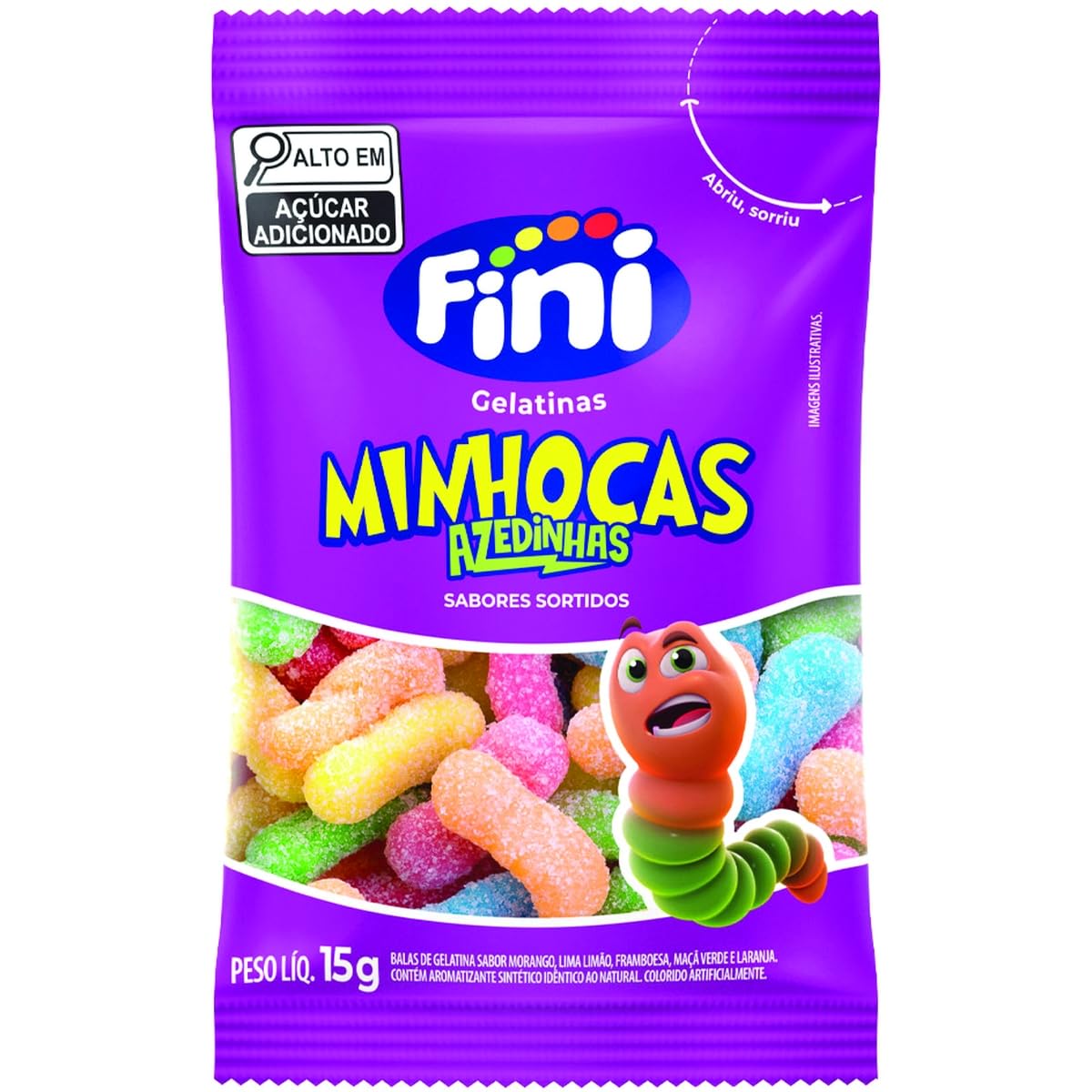 BALA GEL MINHOCAS CITRICAS 35GR FINI MIX FRUTAS UN