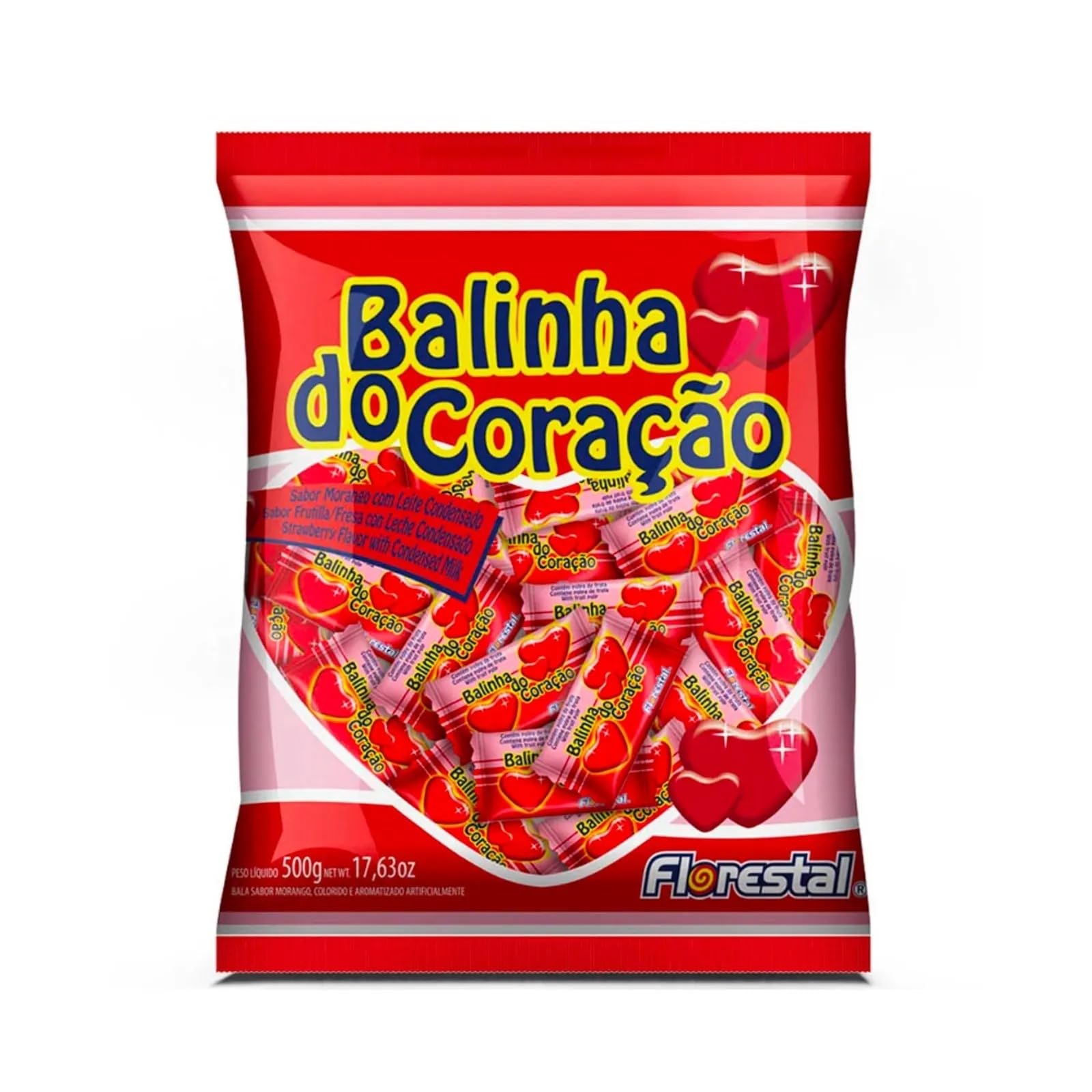 BALA CORACAO 500G MORANGO