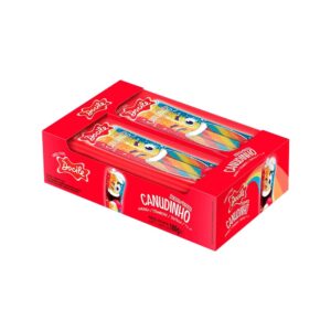 BALA REGALIZ EM FORMATO DE CANUDINHO COLORIDO MORANGO CITRICO 12dpX12unX15g
