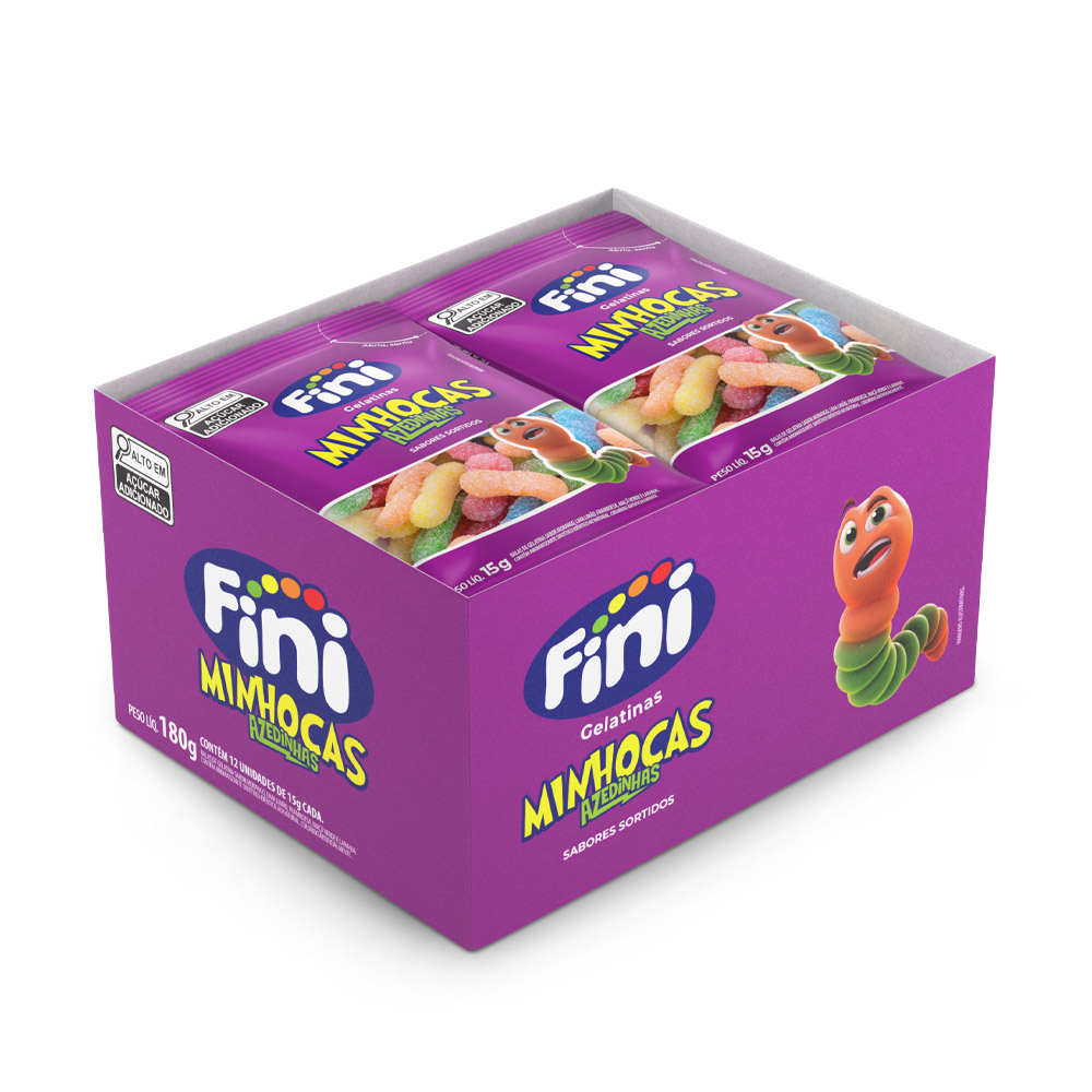 BALA GEL MINHOCAS CITRICAS 12X15GR FINI DISP.