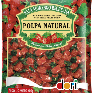 BALA DURA MORANGO RECHEADA 600G DORI