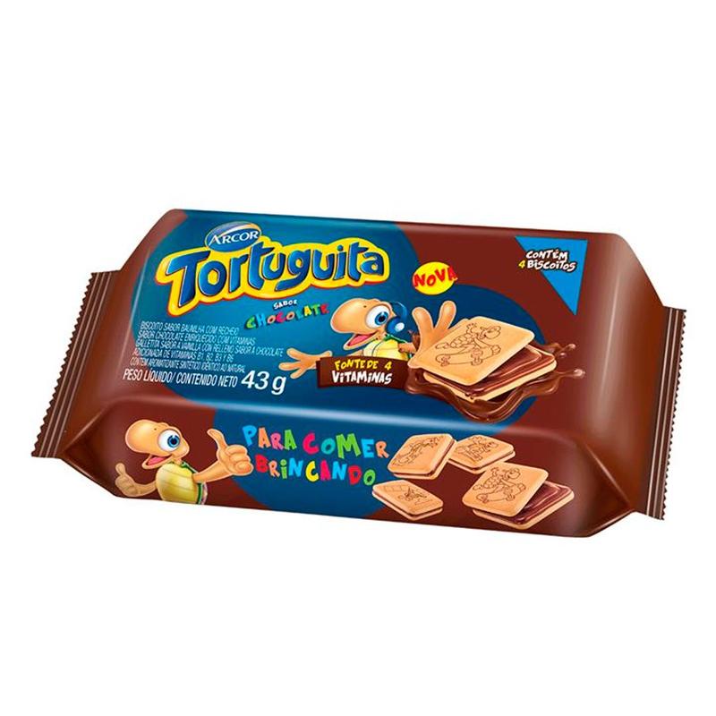 BISCOITO RECH. TORTUGUITA CHOC 43G
