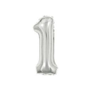BALAO MET NUMERO 1 PRATA 40 CM C 01 UN