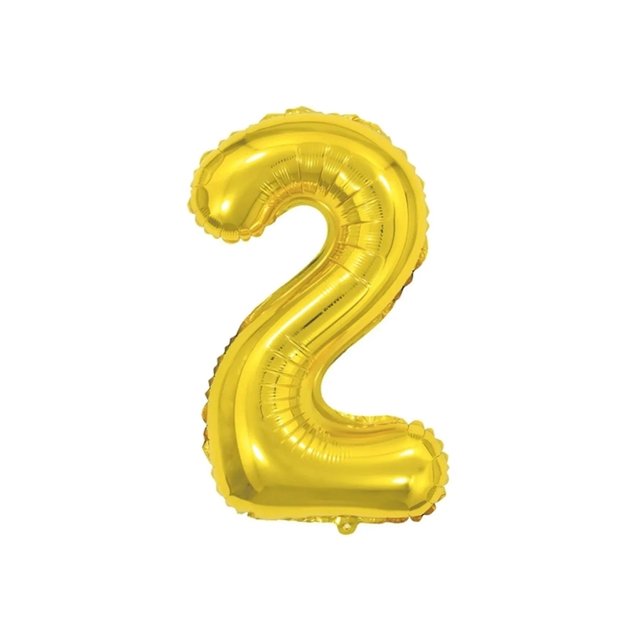 BALAO MET NUMERO 2 OURO 40 CM C 01 UN