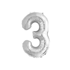 BALAO MET NUMERO 3 PRATA 40 CM C 01 UN