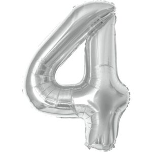 BALAO MET NUMERO 4 PRATA 40 CM C 01 UN