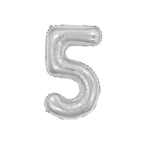BALAO MET NUMERO 5 PRATA 40 CM C 01 UN
