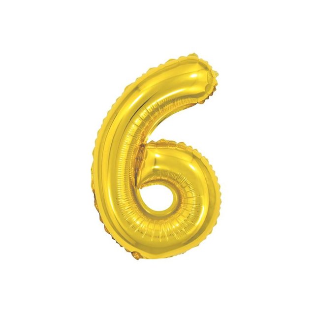 BALAO MET NUMERO 6 OURO 40 CM C 01 UN
