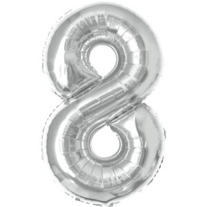 BALAO MET NUMERO 8 PRATA 40 CM C 01 UN