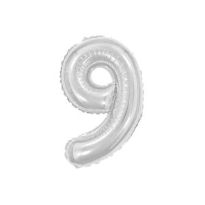 BALAO MET NUMERO 9 PRATA 40 CM C 01 UN