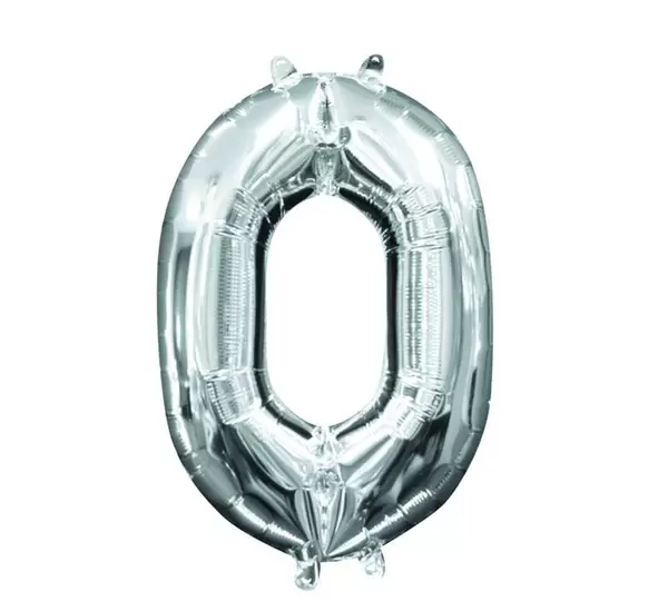 BALAO MET NUMERO 0 PRATA 40 CM C 01 UN