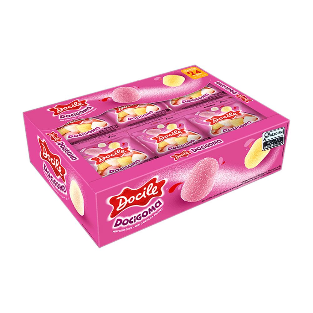 BALA DE GOMA EM FORMATO DE MINI SINO ROSA 20pctX500g