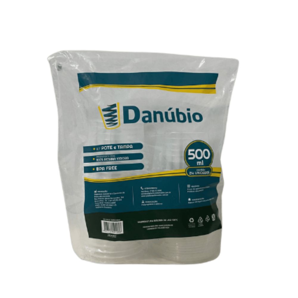 KIT POTE C/TAMPA RED DANUBIO PP 500ML CX12X24